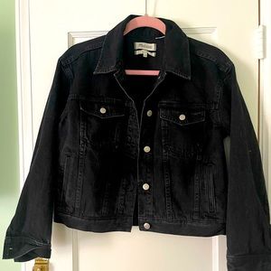 Madewell Lunar Black wash boxy crop Jean jacket size small